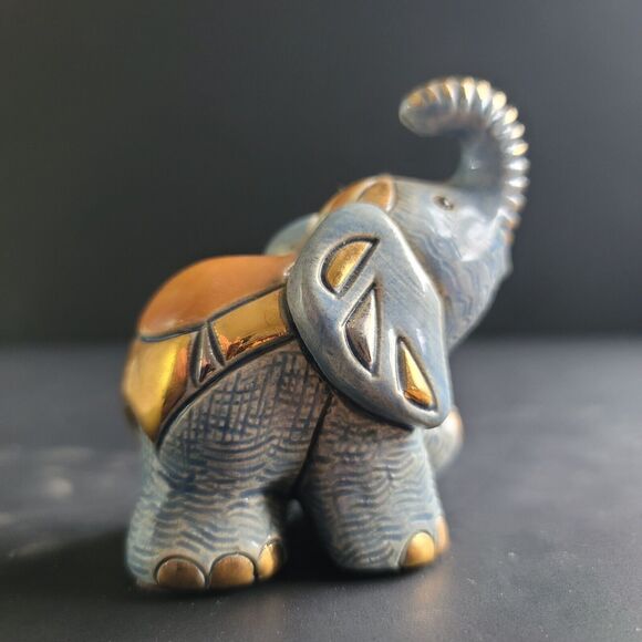Rinconada Design Rinca Babies Collection #1704 Elephant Blue Gold & Platinum - Picture 1 of 12